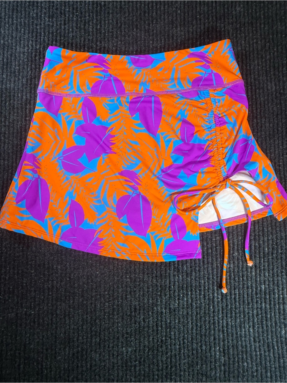 VETCHY Women’s Tropical Print Swim Coverup Skirt - Purple & Orange XS